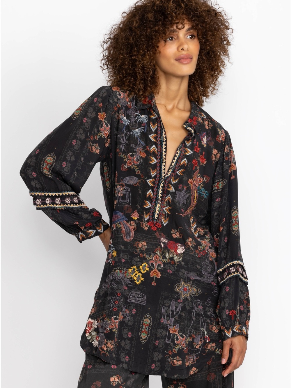 JOHNNY WAS / Gila Tunic - Aggie 100% silk / Plus Womens / 1x / ptp-24”